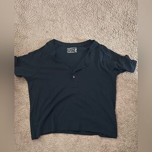 Faherty cloud cotton short sleeve Henley tee shirt top navy xl